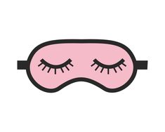 a pink sleeping mask with long eyelashes on the top and bottom part of it's face