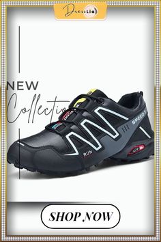 New Large Size Outdoor Mountaineering Shoes Men's Shoes Breathable Shock Absorption Sports Hiki Black Breathable Lace-up Trail Running Shoes, Black Lace-up Walking Shoes With Shock Absorption, Black Breathable Running Shoes For Outdoor Activities, Sporty Shock-resistant Sneakers For Jogging, Breathable Black Running Shoes For Outdoor Activities, Black Dynamic Shock Resistant Running Shoes, Dynamic Black Running Shoes With Shock Resistance, Dynamic Black Shock Resistant Running Shoes, Functional Non-slip Lace-up Trail Running Shoes