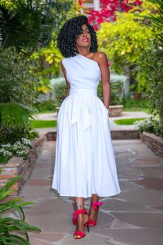 Pantry White, Midi Dress Outfit, Style Pantry, One Shoulder Midi Dress, Midi Dress Style, White Midi, White Midi Dress, White Outfits