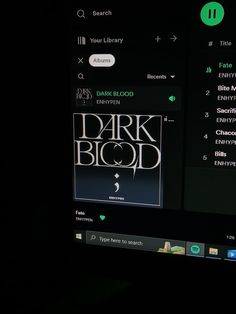 the dark blood logo is displayed on the computer screen