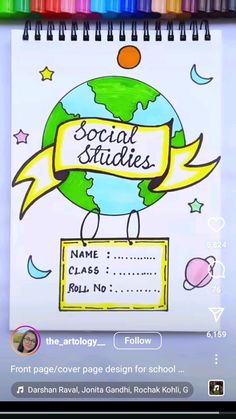 a notebook with the words social studies on it