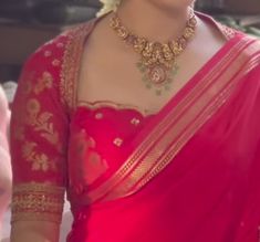 Plain Puff Sleeve Saree Blouse, Latest Silk Blouse Designs Pattern, Bridal Front Neck Blouse Design, Blouse Designs For Silk Sarees Pattern, Viranica Manchu Blouses, Heavy Red Saree, Simple Engagement Blouse Design, Maroon Embroidery Blouse, Sleeveless Blouse For Silk Saree