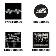 the arctic monkeys logo is shown in black and white