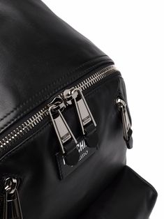 Moschino biker-style Backpack - Farfetch Luxury Backpack With Zipper Closure, Leather Backpack With Silver-tone Hardware For Travel, Leather Travel Backpack With Silver-tone Hardware, Luxury Business Backpack With Zipper Closure, Luxury Black Bags With Metal Zipper, Modern Travel Backpack With Silver-tone Hardware, Black Travel Backpack With Logo Hardware, Travel Backpack With Logo Hardware, Luxury Backpack With Logo Hardware For Everyday Use