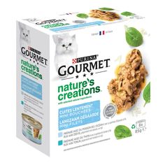 gourmet nature's creations cat food with chicken and spinach in gravy