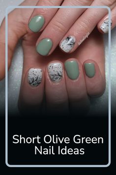 For those looking to make a statement without going over the top, olive green nails are the perfect solution. This subtle color can be dressed up or down and pairs perfectly with both warm and cool tones. Plus, it's an easy way to add unique flair in an instant! Try out these short olive green nails for a look that will turn heads but won't take too much time. Short Olive Green Nails, Olive Green Nail Designs, Green Nails Ideas, Olive Green Nails, Green Polish, Green Nail Designs, Green Nail