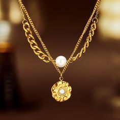 Style: Women Material: Stainless Steel, Imitation Pearl Pearl Type: Uncultured Necklace Length: 41+6.5cm Pendant: 1.5*1.5cm Weight: 10g Pearl Types, Style Women, Necklace Length, Necklace Lengths, Pendant Necklace, Stainless Steel, Pendant