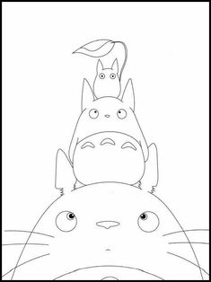 totoro and cat sitting on top of each other