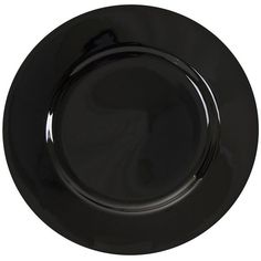 an empty black plate on a white background