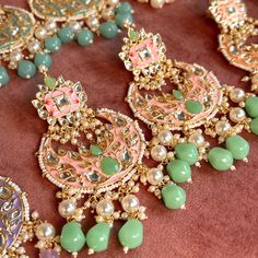 Large statement earring, Hand painted earrings with faux Kundan detailing. Comes with ear chains for support that can't be removed.   ✨ Apprioxmately 4 inch length including drops x 2 inch wide plus 2 inch chain  Ready to ship! Luxury Multicolor Meenakari Earrings, Affordable Meenakari Danglers For Festivals, Pakistani Style, Large Statement Earrings, Ear Chain, Hand Painted Earrings, Painted Earrings, Kundan Earrings, Statement Earring