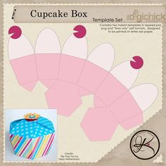 the cupcake box is designed to look like a caterpillar with pink and blue stripes