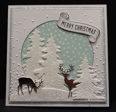 Deer Christmas Cards, Winter Wonderland Card, Die Cut Christmas Cards, Handmade Greeting Card Designs, Reindeer Card, Something Funny, Create Christmas Cards, Simple Christmas Cards, Hand Made Greeting Cards