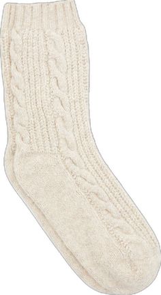 Cream Knitted Socks For Winter, Casual White Cable Knit Socks, Comfortable Knitted Cream Socks, Comfortable Cream Knitted Socks, Comfortable Cream Socks, Casual Beige Knitted Socks, Casual Warm Cream Socks, White Cable Knit Winter Socks, Sock Style