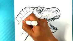 someone is drawing a dinosaur with a marker