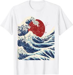 Kanagawa Shirt The Great Wave Japanese Tee T-shirt Cheap Retro T-shirt With Anime Print, Cheap Blue T-shirt With Anime Print, Cheap White T-shirt With Anime Print, The Great Wave Of Kanagawa, Wave Japanese, Wave Of Kanagawa, Japanese Wave, Japanese Shirt, Japanese Tshirt