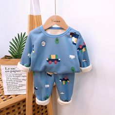 2-piece Cartoon Design Pajamas Sets for Children Boy - PrettyKid Cotton Sets For Bedtime In Winter, Winter Cotton Bedtime Sets, Cotton Winter Bedtime Sets, Cotton Bedtime Sets For Winter, Casual Blue Winter Sets, Playful Cotton Sleepwear For Winter, Winter Cozy Fit Cotton Sleepwear, Cute Long Sleeve Sets For Winter, Cute Long Sleeve Winter Sets