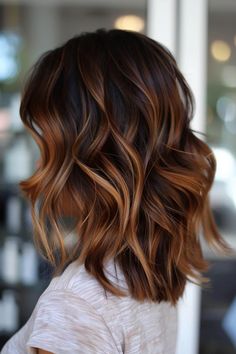 Dark Brown Hair With Caramel Highlights And Lowlights, Copper Highlights On Brown Hair, Dark Brown Hair Rich, Dark Brown Hair With Caramel Highlights, Dark Brown Hair With Highlights, Girl Hair Styles, Highlights Hairstyles, Colors For 2024, Amber Hair