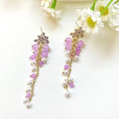 🍀 Size: 8.3x1.4 cm 🍀 Material: Sterling Silver Stud, Brass, Resin (✨Hypoallergenic Hook✨) Description 🌸 Elevate your style with our Wisteria Long Dangle and Drop Earrings, reminiscent of a blooming garden. These Flower Earrings capture the essence of Cottagecore aesthetics, radiating delicate charm.🌸 ⭐️ Shop more styles at https://etsy.com/uk/shop/StrawberryAtoll. ⭐️ * Shipping *  🇬🇧 Free shipping for UK orders.  * Packaging & Gift Wrap * 🎀 All our products are packaged with care and atte Orders Packaging, Kawaii Flower, Earrings Cottagecore, Cottagecore Earrings, Earrings Kawaii, Unboxing Experience, Rich Life, Delicate Earrings, Sterling Silver Studs