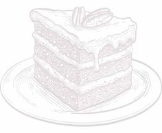 a drawing of a piece of cake on a plate