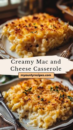 creamy mac and cheese casserole on a white plate