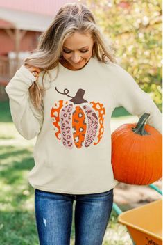 Collar : crew neck Style : Other • Unique Pumpkin Print :This womens hoodie features a unique and eye-catching pumpkin print, perfect for adding a touch of autumn charm to your casual wear. • Long Sleeves and Hoodie :With its long sleeves and hoodie design, this top provides warmth and comfort, making it an ideal choice for chilly days or nights. • Crew Neck Style :The crew neck style of this hoodie ensures easy wearing and removal, offering a relaxed fit for all-day comfort. • Origin from Mainl Khaki Crew Neck Tops For Fall, Relaxed Fit Khaki Hoodie For Fall, Khaki Relaxed Fit Hoodie For Fall, Beige Graphic Print Sweatshirt For Fall, Fall Beige Graphic Print Sweatshirt, Fall Graphic Print Long Sleeve Sweatshirt, Fall Graphic Print Beige Sweatshirt, Fall Cream Graphic Print Tops, Cream Crew Neck Top For Fall