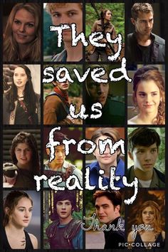 many different pictures with the words they saved us from reality on them, including an image of