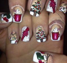 Xmas 3d Christmas Nails, Christmas Nails Art, Nail Art Noel, Xmas Nail Art, New Years Nail Designs, Pretty Nail Designs