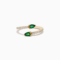 Effy 14K Yellow Gold Emerald and Diamond Bypass Ring Bypass Ring, Effy Jewelry, Gold Yellow, Emerald, Yellow Gold, Ring, Yellow, Gold