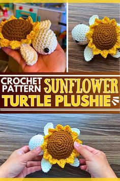 crochet pattern sunflower turtle plushie