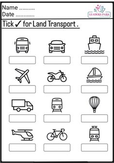 a printable worksheet for transportation