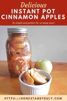 delicious instant pot cinnamon apples in a mason jar