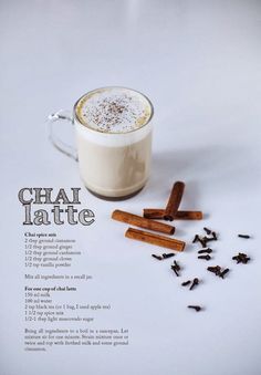 the ingredients for chai latte are shown here