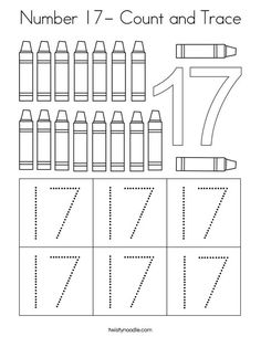 the number seven count and trace worksheet for numbers 1 - 7, including one letter