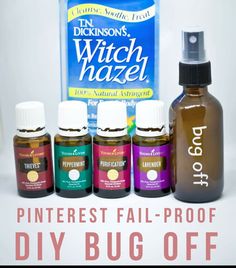 DIY Bug Spray, oils, bottle, and witch hazel pictured Peppermint Spray, Essential Oil Bug Spray, Diy Bug Spray, Pinterest Fail, Bug Off, Yl Oils, Essential Oil Spray