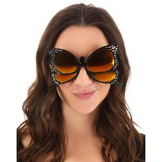 Flutter into the spotlight with these Womens Orange Butterfly Costume Glasses that will set your costume aflutter. These playful shades are designed to mimic the vibrant beauty of a butterfly, complete with four eye-catching lenses and silver accents that sparkle on the sides. Crafted from durable plastic, these glasses are as sturdy as they are fun.While they're not intended for use as UV protection sunwear, these butterfly glasses are perfect for costume parties or any event where you want to Halloween Costume Glasses, Halloween Costumes Glasses, Butterfly Halloween Costume, Costume Glasses, Butterfly Halloween, Butterfly Glasses, Butterfly Costume, Halloween Wigs, Animal Costumes