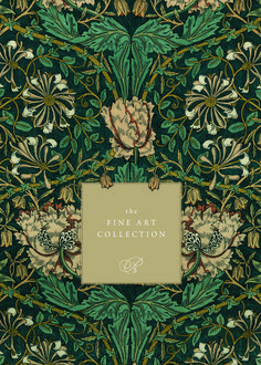 the fine art collection book cover with an ornate floral design in green, gold and white