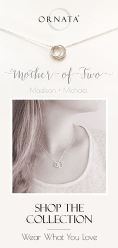 Sterling silver necklace for a mother of two packaged on a personalized jewelry card with the names of your choice. It's the perfect gift for mom! Girl Names Unique, Mother Child Necklace, Minimalist Necklace Silver, Delicate Choker, Names Unique, Mother Of Two, Diamond Initial Necklace, Necklace For Girlfriend