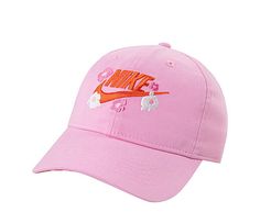 Nike Your Move Girls' Hat Keep her head covered with style in the Nike Your Move hat. Featuring a breathable cotton fabric upper with ventilated eyelets and a sweatband included for extra comfort, this curved bill hat even has a daisy print underbrim to go with the embroided design. The Nike branding just adds that iconic touch. Fabric material Strapback closure Built-in sweatband Embroidered Nike Futura logo Pink Girls Hat, Nike Branding, Embroidered Nike, Logo Pink, Rack Room Shoes, Rack Room, Pink Nike, Nike Brand, Nikes Girl