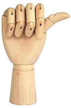 a wooden hand that has five fingers on it