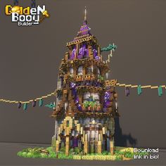 Minecraft Fantasy Tower w/ Amethyst roof! Minecraft Afk Platform, Fae House Minecraft, Minecraft Fantasy Base, Minecraft Crystal, Minecraft Fantasy Tower, Minecraft Tower Design, Minecraft Fantasy Ideas, Spooky Minecraft Builds, Minecraft Tower