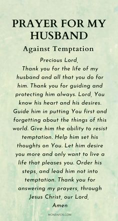 prayer for my husband against temptation