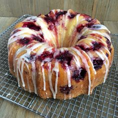 a bundt cake sitting on top of a cooling rack