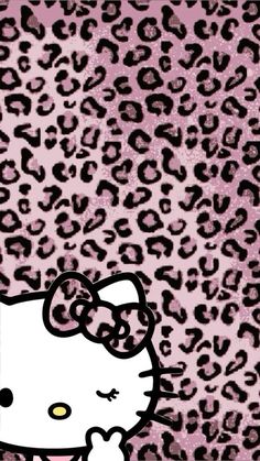 an image of a hello kitty wallpaper in pink and leopard print with the word hello kitty on it