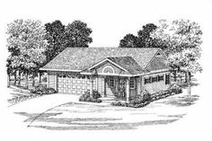 this is an artist's rendering of these ranch house plans, which include two garages