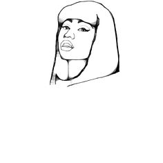 a black and white drawing of a woman's face