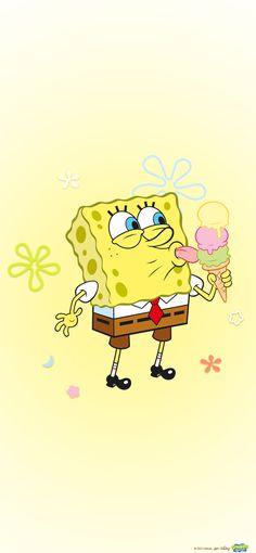 spongebob eating an ice cream cone