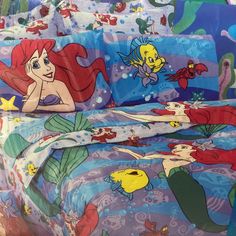 the little mermaid bedding set is on display