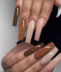 Earth Tone Nails Acrylic, Earth Tone Nails Designs, French Manicure Acrylic Nails, Fall Acrylic, Brown Acrylic Nails, Brown Nail, September Nails, Brown Acrylic, Fall Acrylic Nails