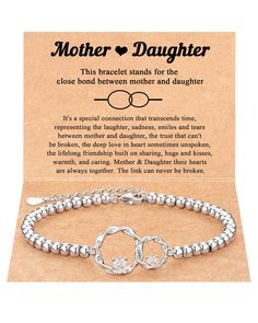 PRICES MAY VARY. [Gifts for Mom/Daughter] - Looking for a gift for your best mom/daughter? This bracelet might surprise her! The infinity two interlocking circles design symbolizes the eternal love of mother and daughter who are connected at heart. A great gift to express your love to her [Mother Daughter Gift] - "This bracelet stands for the close bond between mother and daughter, their hearts are always together. The link can never be broken." Celebrate the beautiful bond of Mother & Daughter Happy Birthday Unique, Bracelet Stands, Circles Design, Mother Daughter Gifts, Birthday Bracelet, Circle Bracelet, Moms Bracelet, Mom Jewelry, Elegant Bracelet