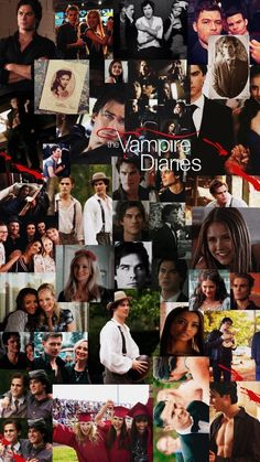 collage of vampire images with the words's name on them in red and black